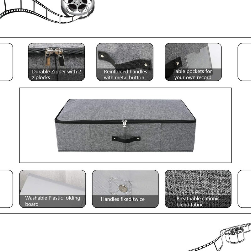 Omygarden Foldable Sturdy Underbed Storage Box with Handle, Zip Lid, Blankets, Clothes, Duvets, Storage Container for Bedrooms and Wardrobes, 74.5 × 38 × 18 cm, Black Grey - Image 3