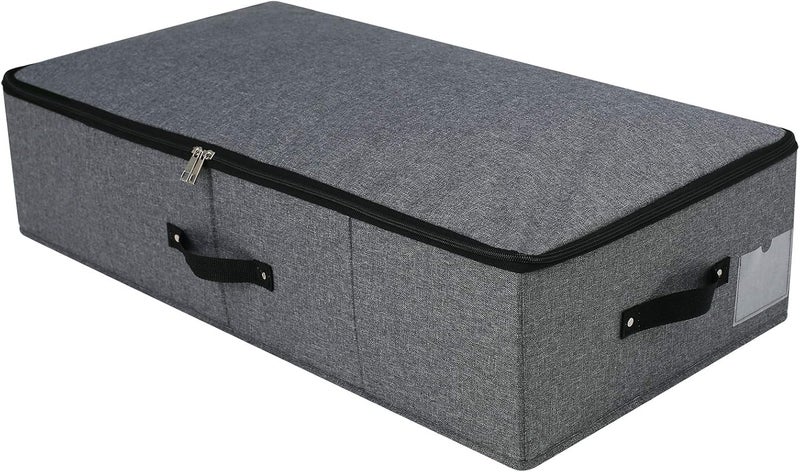 Omygarden Foldable Sturdy Underbed Storage Box with Handle, Zip Lid, Blankets, Clothes, Duvets, Storage Container for Bedrooms and Wardrobes, 74.5 × 38 × 18 cm, Black Grey - Image 1