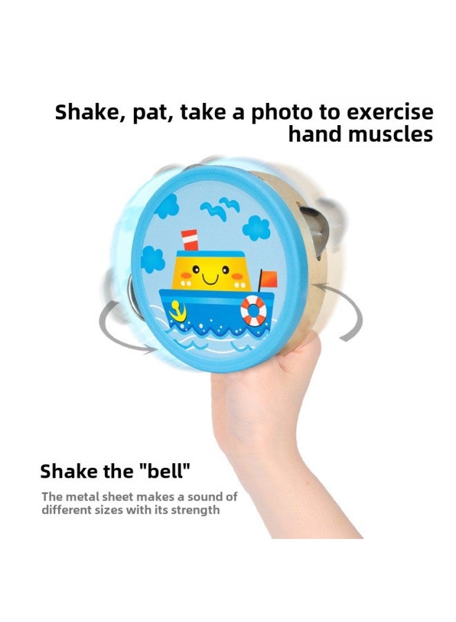 Orff Children's Percussion Cartoon Multi-pattern Wooden Dance Teacher Dance 6 Inch Hand Tambourine-Color:15cm Dinosaur (plastic Ring)  - Image 4