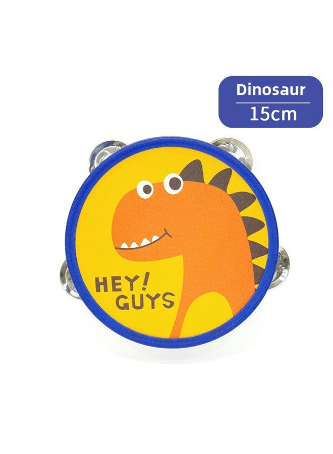 Orff Children's Percussion Cartoon Multi-pattern Wooden Dance Teacher Dance 6 Inch Hand Tambourine-Color:15cm Dinosaur (plastic Ring)  - Image 1