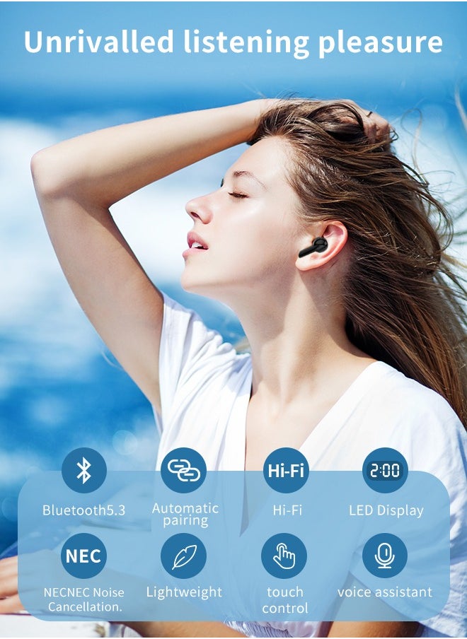 Korean Brand Bluetooth Earphones RS1 Fully In-Ear True Wireless Earbuds, Ultra-Light 3.9g, Bluetooth 5.3, Powerful Bass & ENC Noise Cancellation, 48H Playtime, LED Power Display, IPX6 Waterproof, Clear Calls & Premium Sound, Black - pzsku/Z6525EE1E0F0D14F5F7DEZ/45/_/1727673547/89050336-9b10-460d-91f4-db95f456b55e