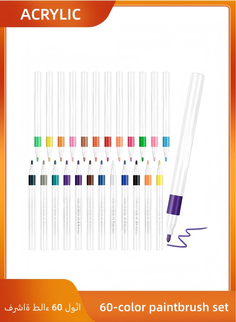 ACRYLIC 60-Color Acrylic Paint Markers Set for Art, Design, DIY, and Office Use - Image 1