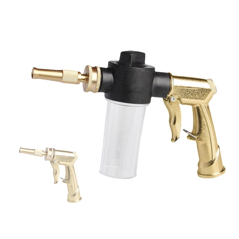 MOSIKEN Garden Hose Nozzle Sprayer with 35oz Plastic Soap Dispenser Bottle Heavy Duty High Pressure Car Wash Foam Gun Adjustable Nozzle For Gardening Solar Panel Cleaning Pet Showering Brass - Image 2