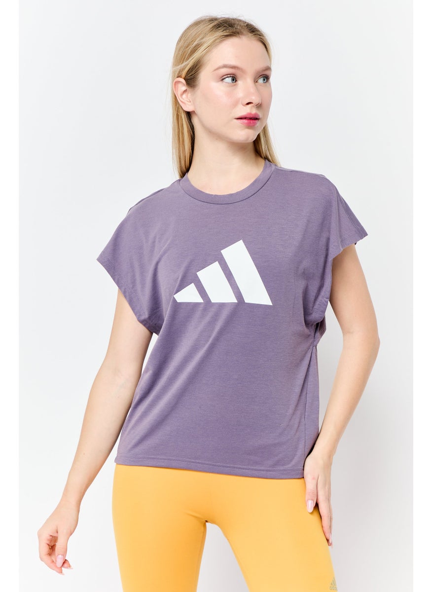 Adidas - Women Loose Fit Short Sleeve Training T-Shirt, Purple - Image 1