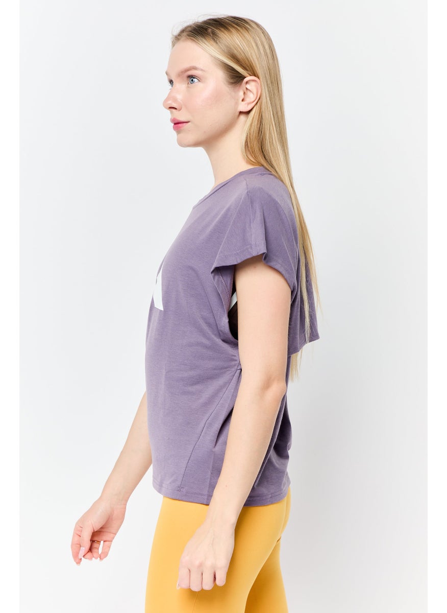 Adidas - Women Loose Fit Short Sleeve Training T-Shirt, Purple - Image 1
