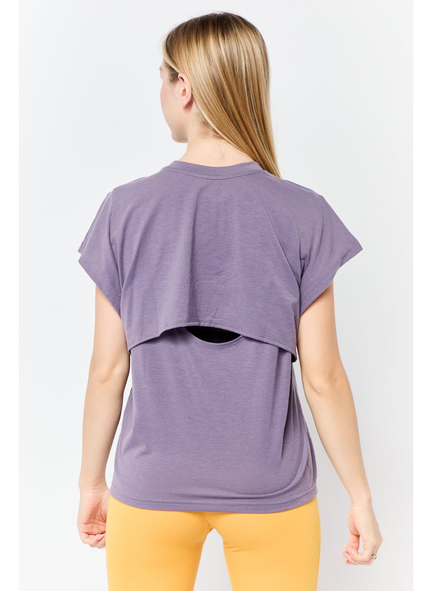 Adidas - Women Loose Fit Short Sleeve Training T-Shirt, Purple - Image 1