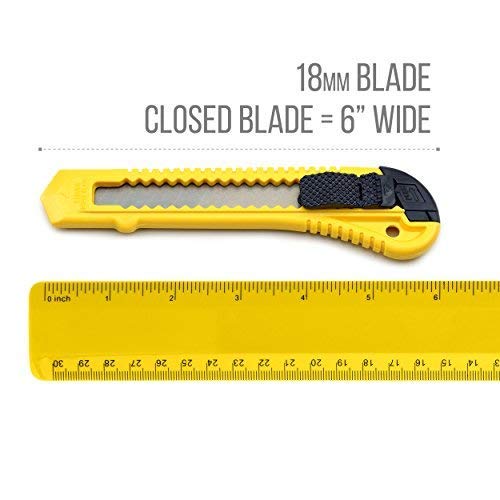 Tape King Utility Knife Set (12 Pack) | 18mm Wide Blade Box Cutter | Retractable Design, Compact And Versatile for Home, Crafts, Warehouse, Cartons, Cardboard, Office Supplies and Packaging - Image 4