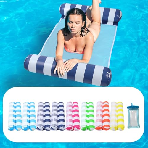 Auspicious Rain 8 Pack Pool Hammock Upgrated Water Pool Floats 4in1 Hammock Saddle Lounge Chair Drifter MultiPurpose Water Pool Float NonStick PVC Material - Image 1