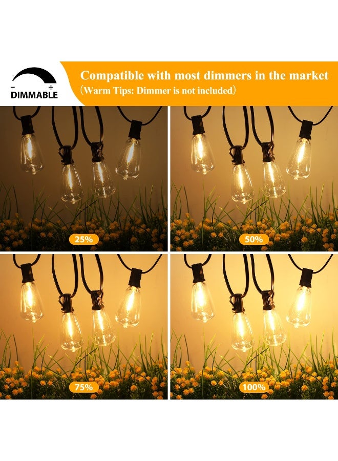Brightever LED Outdoor String Lights 100FT Patio Lights with 52 Shatterproof ST38 Vintage Edison Bulbs Outside Hanging Light Waterproof for Porch Deck Garden Backyard Balcony Dimmable 2700K - Image 4