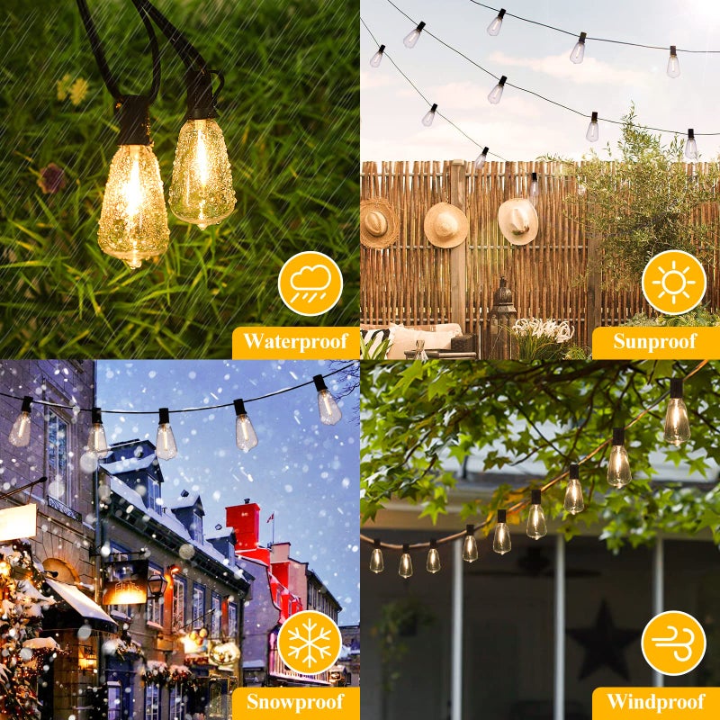 Brightever LED Outdoor String Lights 100FT Patio Lights with 52 Shatterproof ST38 Vintage Edison Bulbs Outside Hanging Light Waterproof for Porch Deck Garden Backyard Balcony Dimmable 2700K - Image 5