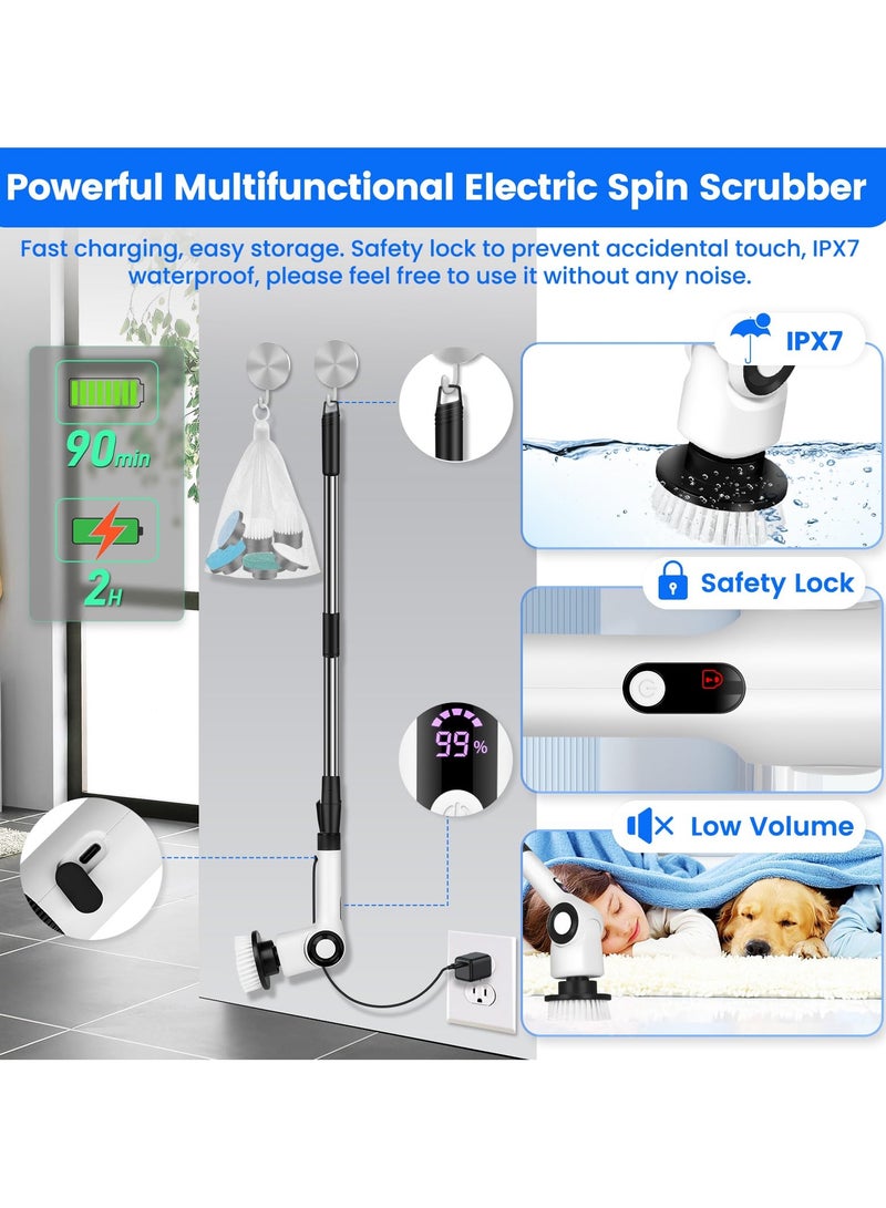 Jubilin Electric Spin Scrubber Rechargeable Cleaning Brush with 7 Replaceable Brush Heads, Cordless and Portable Power Scrubber, Electric Bathroom Scrubber for Cleaning Tile, Sink, Window, Floor, Tub, Car - Image 5