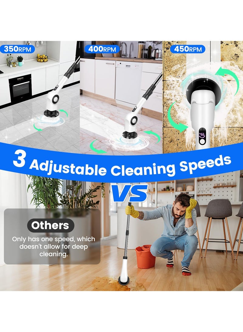 Jubilin Electric Spin Scrubber Rechargeable Cleaning Brush with 7 Replaceable Brush Heads, Cordless and Portable Power Scrubber, Electric Bathroom Scrubber for Cleaning Tile, Sink, Window, Floor, Tub, Car - Image 3