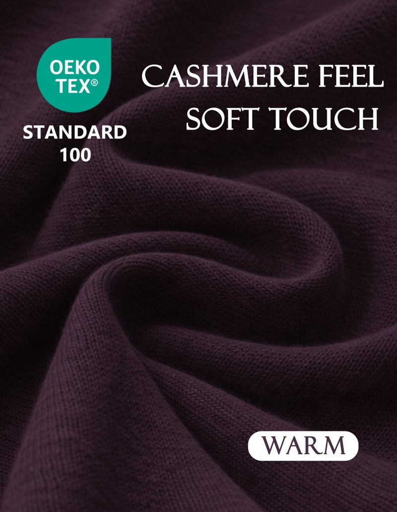 PULI Women's Elegant Shawl Wraps Soft Open Front Poncho Sweater for Spring Fall Winter burgundy - Image 4