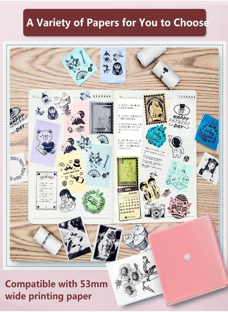 phomemo M02 Portable Pocket Printer - Mini Bluetooth Thermal Printer, Pink, for Fun Retro Photos & Stickers, Compatible with Android & iOS.1 Printer + 1 Roll Labels  - Image 2