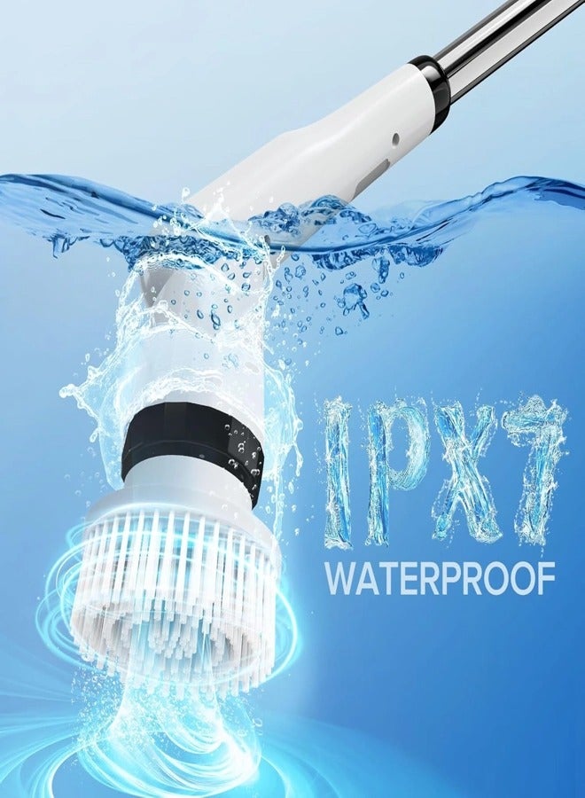 Electric Spin Scrubber, IPX7 Electric Cleaning Brush with 7 Replaceable Brush Heads & Retractable Handle, 2-Speed Adjustable Spin Scrubber for Bathroom, Bathtub, Kitchen, Tile Floors - Image 4