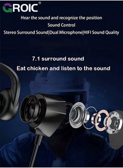 GROIC Black Gaming Earbuds with Mic，in-Ear Gaming Headphones Wired with Microphone Dual Audio Drivers Noise Cancelling Stereo Bass Compatible for PC/PS5/PS4/Xbox/Nintendo/Switch/Mobile 3.5mm Aux  - Image 5