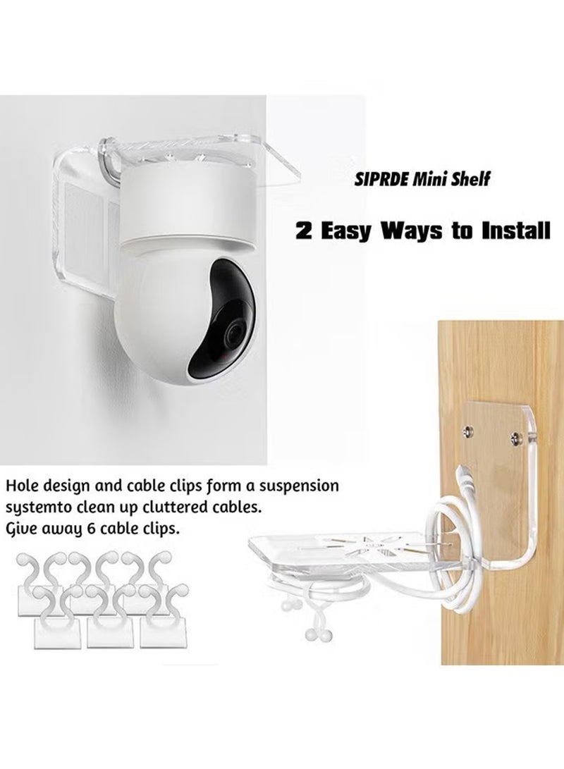 Hoasis Clear Acrylic Wall Shelf 3 Pack for Smart Security Cameras, Baby & Pet Monitors, Small Floating Shelf for Plants, Speaker, Dog Camera, with Cable Clips - Image 2