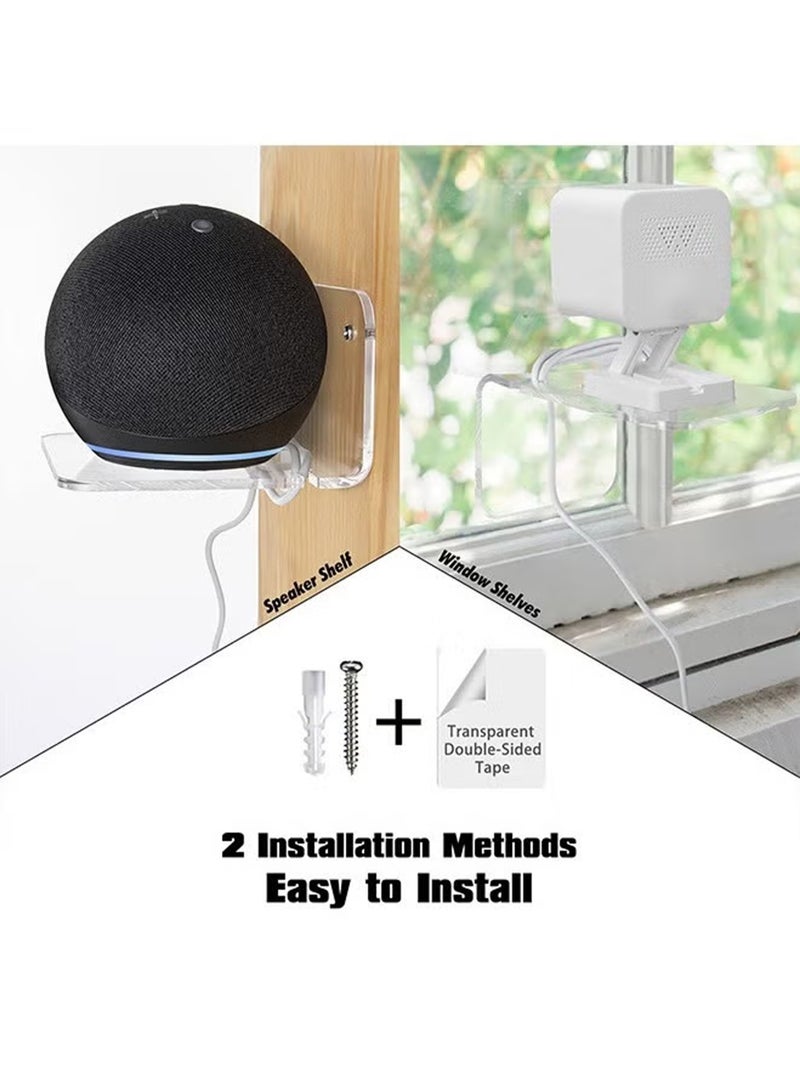 Hoasis Clear Acrylic Wall Shelf 3 Pack for Smart Security Cameras, Baby & Pet Monitors, Small Floating Shelf for Plants, Speaker, Dog Camera, with Cable Clips - Image 3