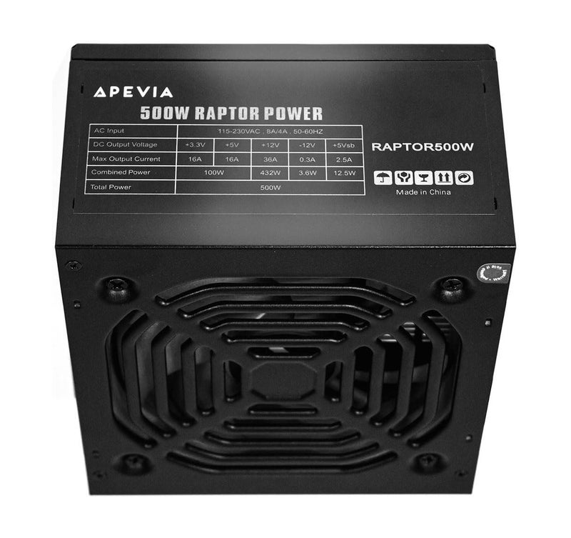 APEVIA مزود طاقة Apevia RAPTOR500W رابتور 500 واط ATX مع مروحة سوداء 120 مم - Image 4