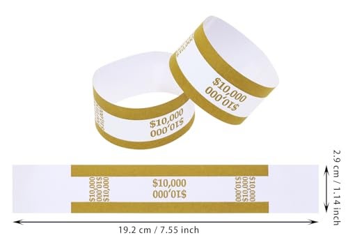 ONLYKXY 150pcs Self Sealing Cash Currency Straps Money Paper Bands Bill Wrappers Tape for Bank Supermarket Currency Organize Cash Dollar Wraps Organizer ($10000) - Image 2