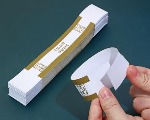ONLYKXY 150pcs Self Sealing Cash Currency Straps Money Paper Bands Bill Wrappers Tape for Bank Supermarket Currency Organize Cash Dollar Wraps Organizer ($10000) - Image 3