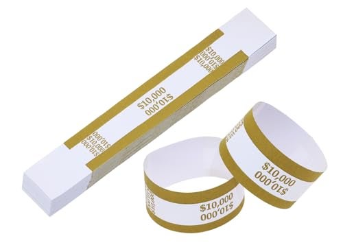 ONLYKXY 150pcs Self Sealing Cash Currency Straps Money Paper Bands Bill Wrappers Tape for Bank Supermarket Currency Organize Cash Dollar Wraps Organizer ($10000) - Image 1