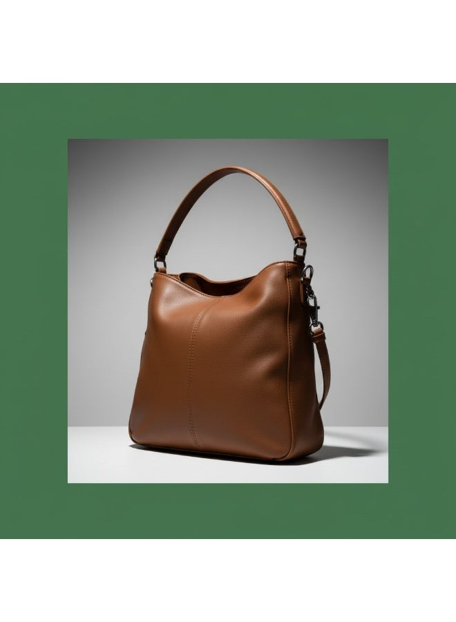 Handmade Women's Camel Hobo Handbag - Soft Leather Design with Comfortable Shoulder Handle - Elegant Casual Bag for Daily Use - Image 4