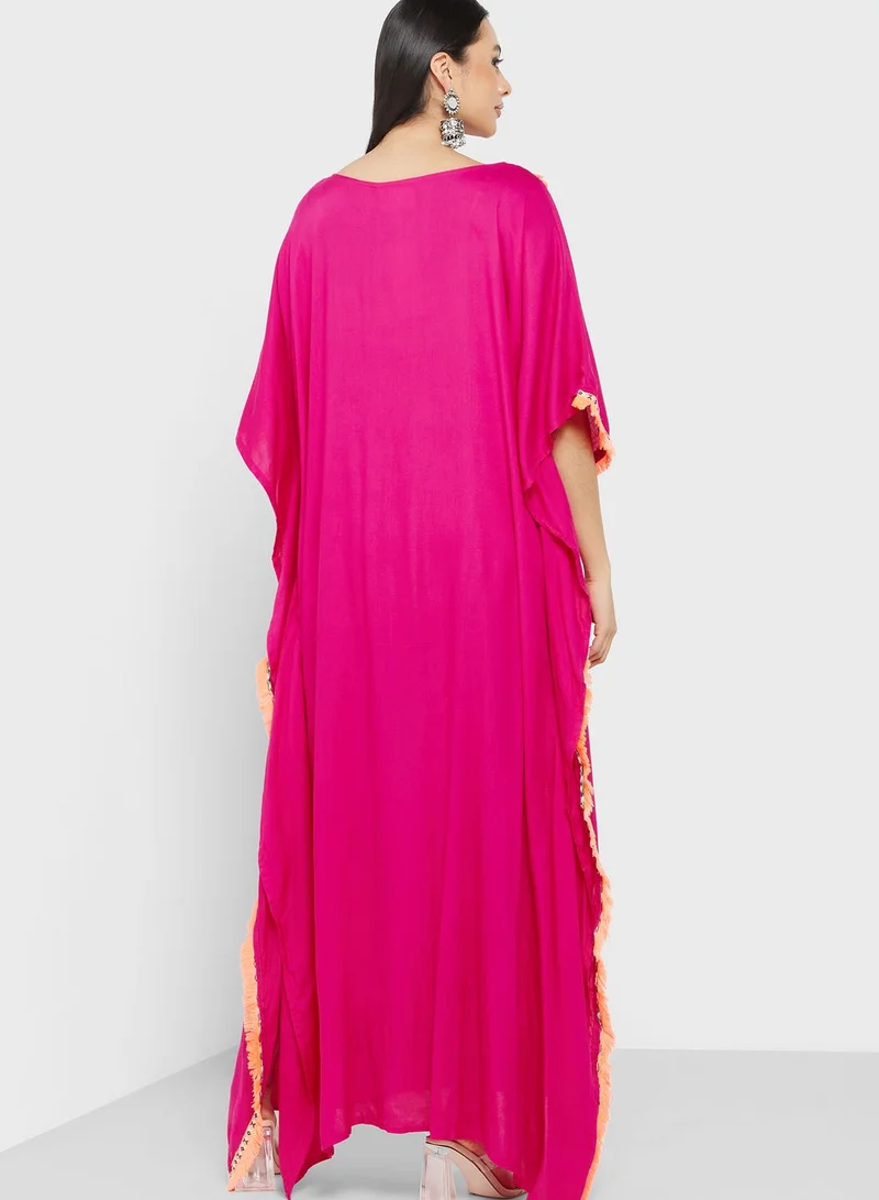 ARABIAN CLOSET Embroidered Flared Sleeve Kaftan