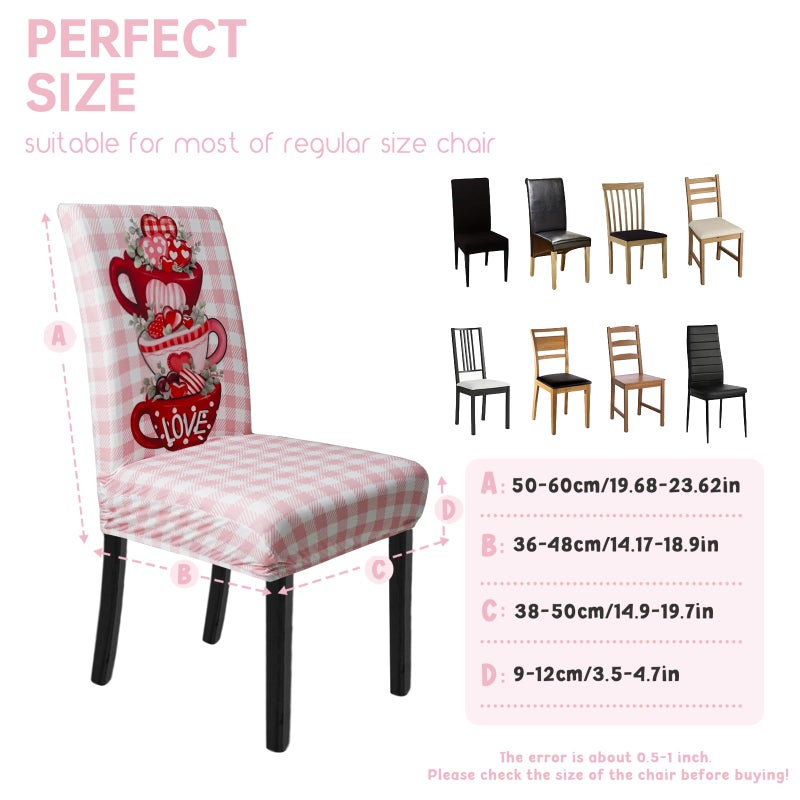 Zifmrtrwn Valentine Chair Covers Set of 4 Candy Love Heart Dining Room Slipcovers Stretch Parsons Chair Seat Protectors Valentine Decor-4PCS - Image 2