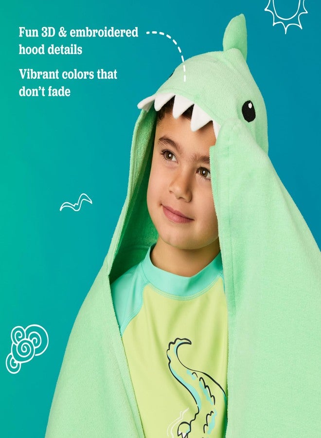 Sainteve Saint Eve Kids Hooded Bath Towel Set - 2 Pack Super Soft and Absorbent Fun Shark Towels - Beach, Bath & Pool Covers for Girls & Boys, Green & Blue - Image 5