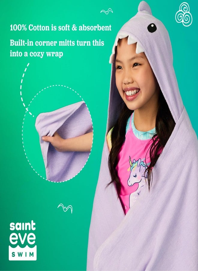 Sainteve Saint Eve Kids Hooded Bath Towel Set - 2 Pack Super Soft and Absorbent Fun Shark Towels - Beach, Bath & Pool Covers for Girls & Boys, Green & Blue - Image 4