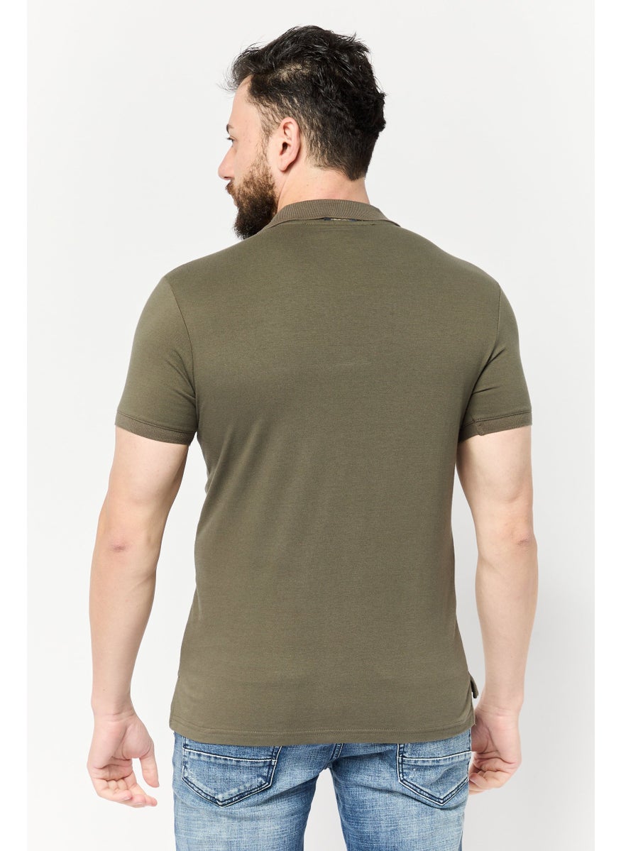 Nordland Men Regular Fit Embroidered Logo Short Sleeves Polo, Olive  - Image 4