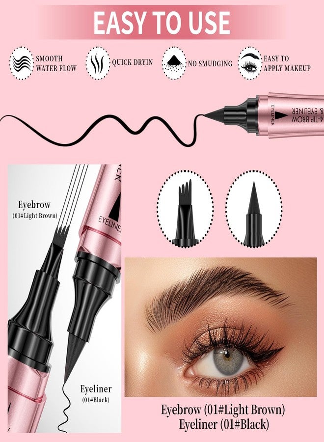 W3W Microblading Eyebrow Pencil, 2-in-1 Dual-Ended Eyebrow Pen and Eyeliner with 4 Forks, Precise and Slim eye brow pencils for women brown, Natural,Long-lasting, Waterproof Eyebrow Pencil (Light Brown) - Image 4