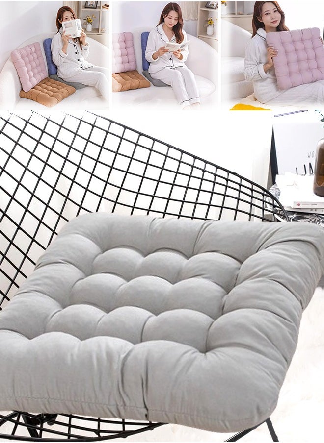 Generic Chair Pads Seat Cushion With Ties Square Floor Chair Seat Pads Pillows Meditation Pillow Solid Thicken Comfortable Tufted Seat Cushion Corduroy Tatami Floor Cushion (Grey 40 X 40 Cm)  - Image 1