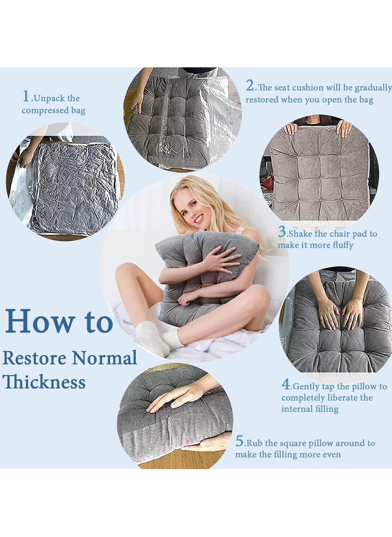 Generic Chair Pads Seat Cushion With Ties Square Floor Chair Seat Pads Pillows Meditation Pillow Solid Thicken Comfortable Tufted Seat Cushion Corduroy Tatami Floor Cushion (Grey 40 X 40 Cm)  - Image 4