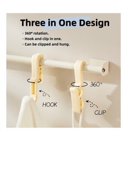 Excefore Large Laundry Hooks with Rotating Clips, 8 Pcs Plastic Large Laundry Hooks, Curtain Hooks with Clips, Portable Clothes Sock Pins, Hanger Closet Organizer Clamps for Home Kitchen Travel Outdoor  - Image 2