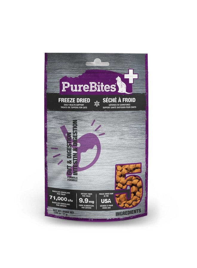 PureBites+ Freeze Dried Cat Treats 31g | Gut & Digestion | 5 Ingredients | Made in USA - Image 1