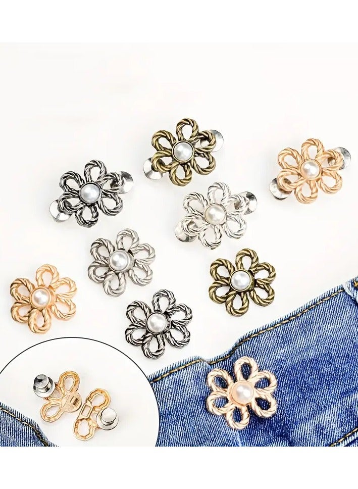 جلوسكي 4 قطع على شكل حفلات الخصر القابلة للتعديل, لا خياطة الخصر القابلة للفصل Cinch المقاطع, مثالية تناسب الخصر الملحقات, لطيف وحلو الأسلوب, مسطحة الخلف أزرار الزهور - Image 3