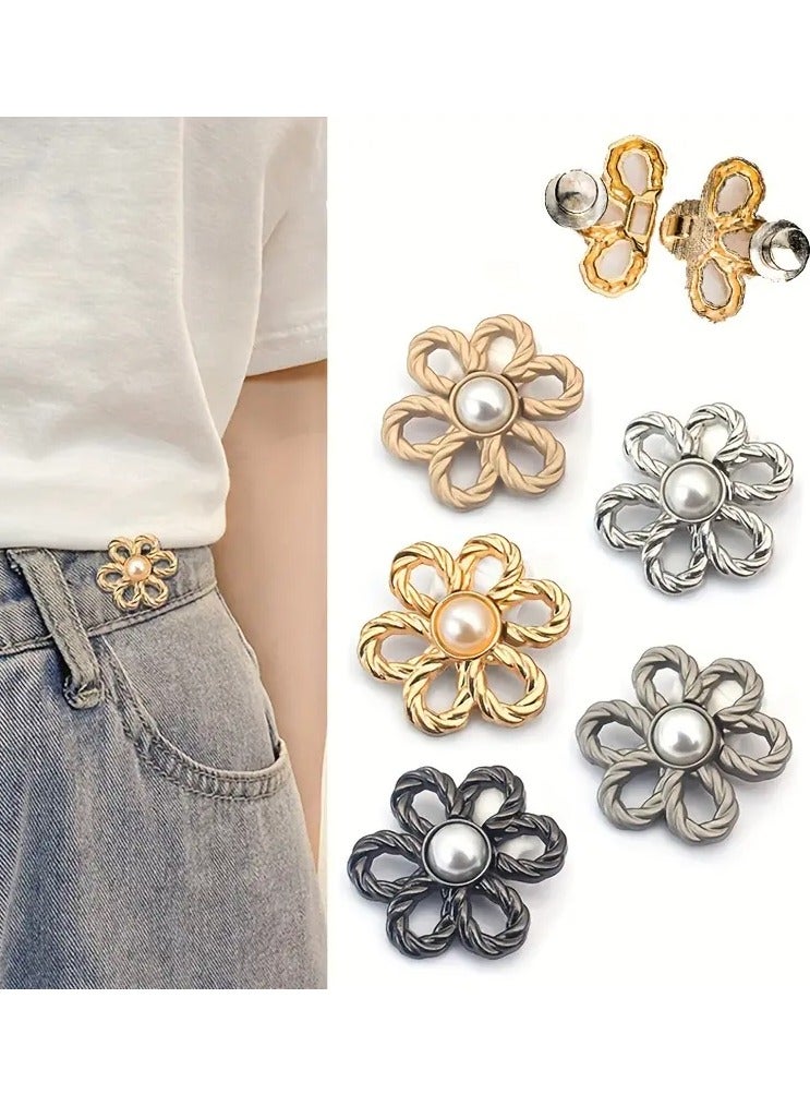 جلوسكي 4 قطع على شكل حفلات الخصر القابلة للتعديل, لا خياطة الخصر القابلة للفصل Cinch المقاطع, مثالية تناسب الخصر الملحقات, لطيف وحلو الأسلوب, مسطحة الخلف أزرار الزهور - Image 5