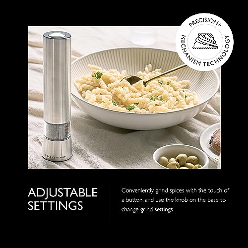 Cole & Mason Hampstead Electronic Pepper Mill - Electric Pepper Grinder Set - Adjustable Electric Spice Grinder - Hand Wash - Stainless Steel - Image 3