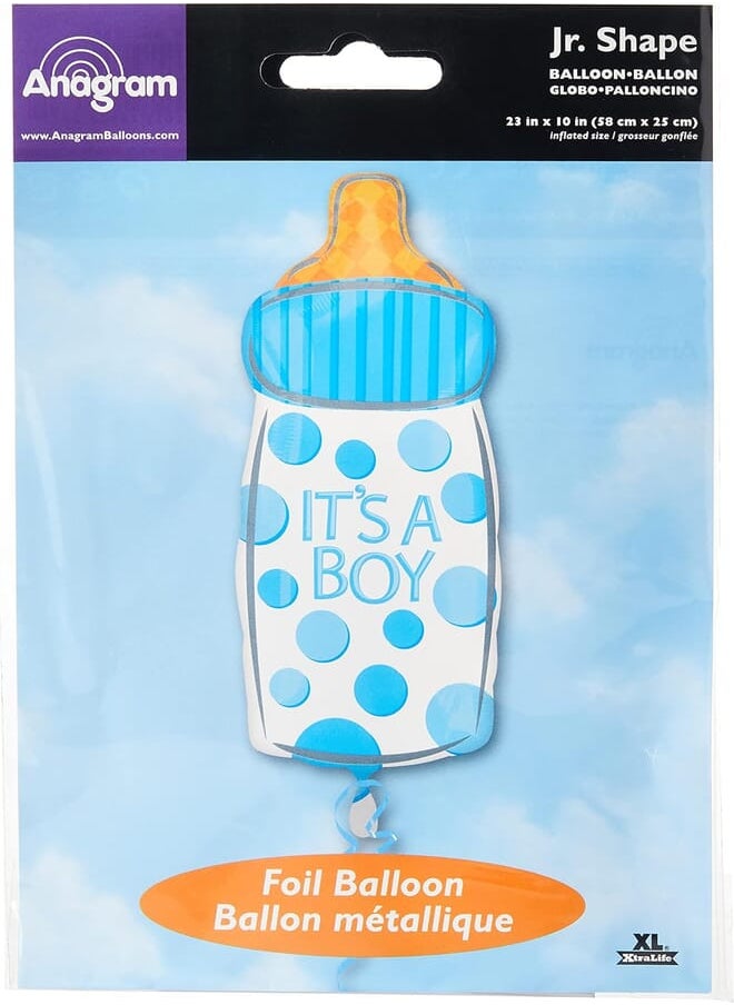 Anagram Amscan junior shape baby bottle it's a boy foil balloon, multi-colour, 25 cm x 58 cm, 2680201 