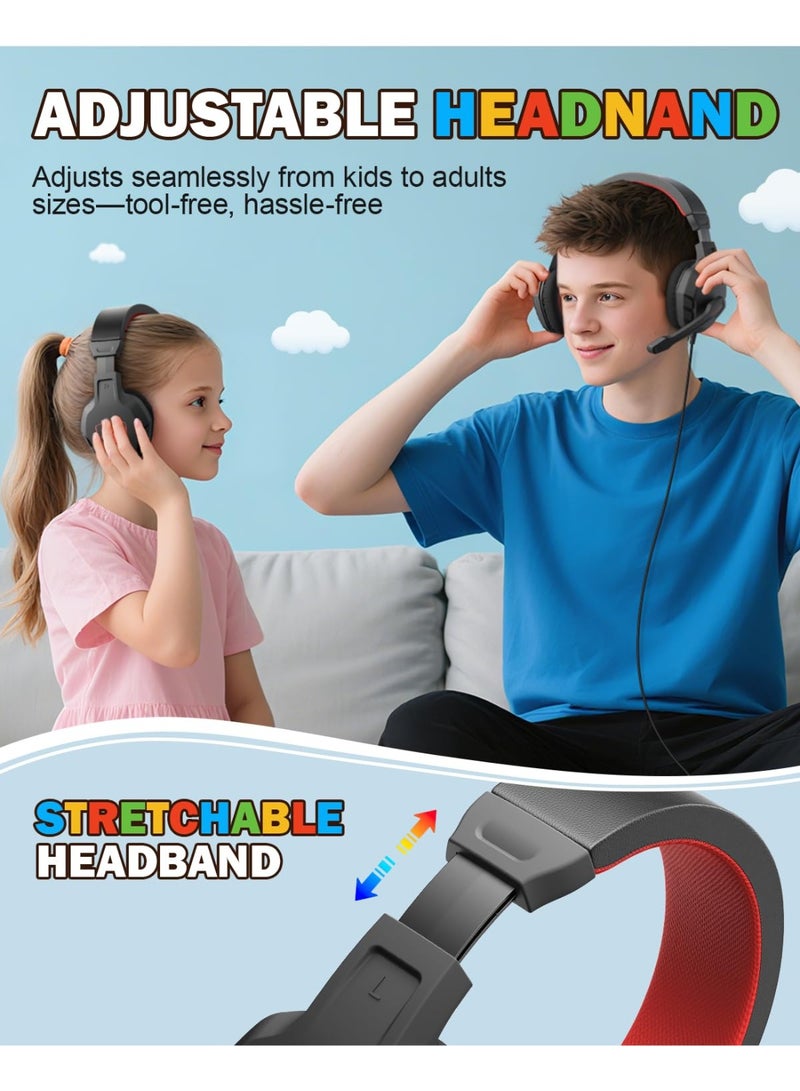 نوبو سماعة ألعاب U3 مع ميكروفون، حجم آمن محدود، سماعات رأس للأطفال لجهاز Switch، خفيفة الوزن للغاية، صوت غني، مقبس 3.5 مم لأجهزة NS، PS4، PS5، Xbox، الكمبيوتر اللوحي، iPad - Image 3