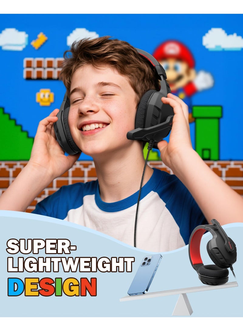 نوبو سماعة ألعاب U3 مع ميكروفون، حجم آمن محدود، سماعات رأس للأطفال لجهاز Switch، خفيفة الوزن للغاية، صوت غني، مقبس 3.5 مم لأجهزة NS، PS4، PS5، Xbox، الكمبيوتر اللوحي، iPad - Image 4