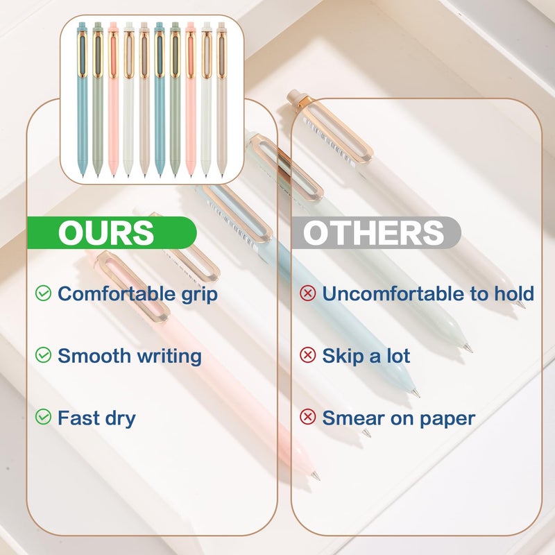 NUSIGN Gel Pens, 10 Pcs 0.5mm Retractable Black Ink Fine Point Rolling Ball Gel Pen, Smooth Writing No Bleed for Journaling Note Taking, Home School Office Supplies - Image 4