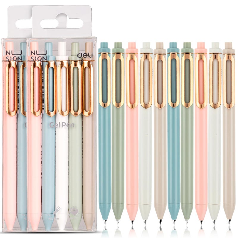 NUSIGN Gel Pens, 10 Pcs 0.5mm Retractable Black Ink Fine Point Rolling Ball Gel Pen, Smooth Writing No Bleed for Journaling Note Taking, Home School Office Supplies - Image 1