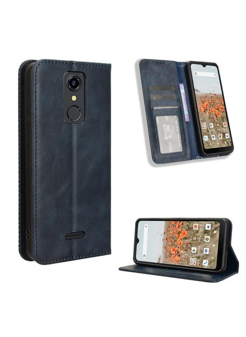 For Consumer Cellular Iris Connect Magnetic Buckle Retro Texture Leather Phone Case(Blue)