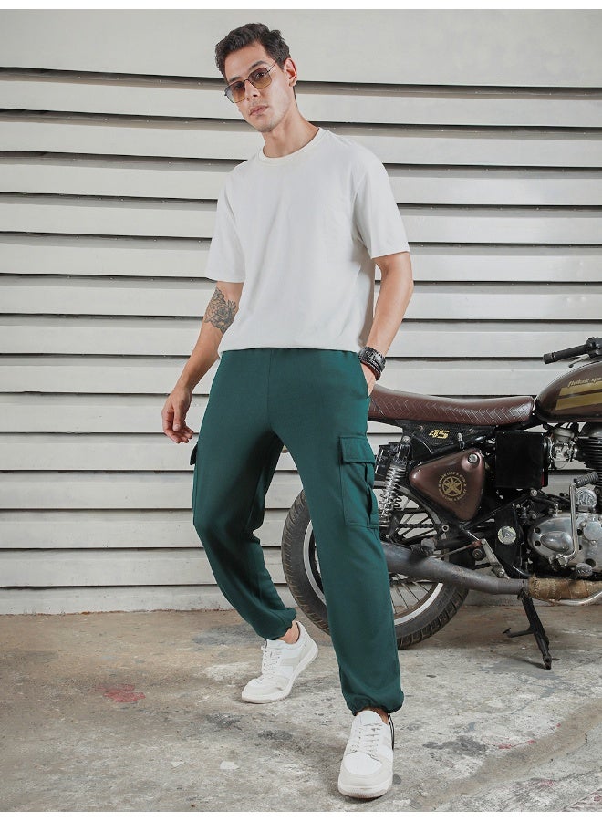 HIGH STAR Men’s Straight Fit Dark Green Trousers – Stylish and Practical - Image 1
