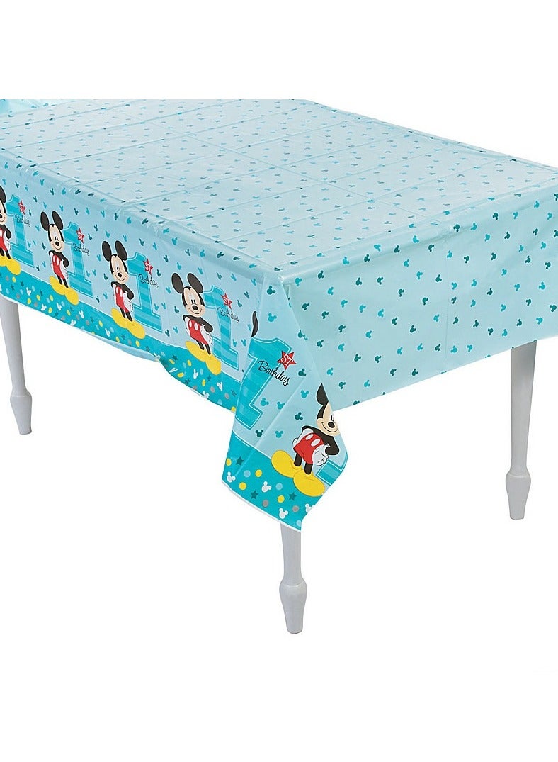 Mickey Mouse Fun, Tableware Party Supplies, Includes Napkins, Plates, Cups, Cutlery And Tablecover For 8 Guests
