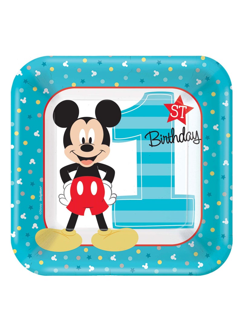 Mickey Mouse Fun, Tableware Party Supplies, Includes Napkins, Plates, Cups, Cutlery And Tablecover For 8 Guests