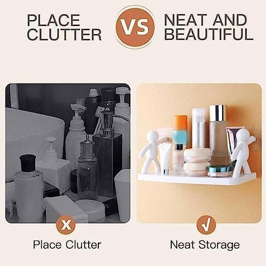 Shelf Wall Holder Bathroom Rack Wall Mount Bathroom Stand SELF Adhesive Storage Stand Holder Cartoon Stand Wall Mount Kitchen Stand with Strong Magic Sticker  - Image 3